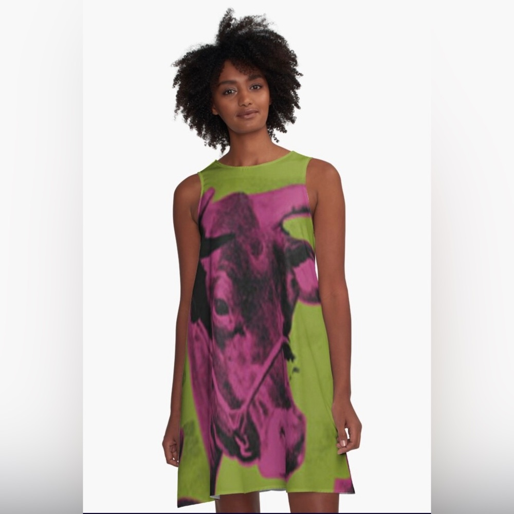 Andy Warhol Pop Art Aline Dress Cow Small